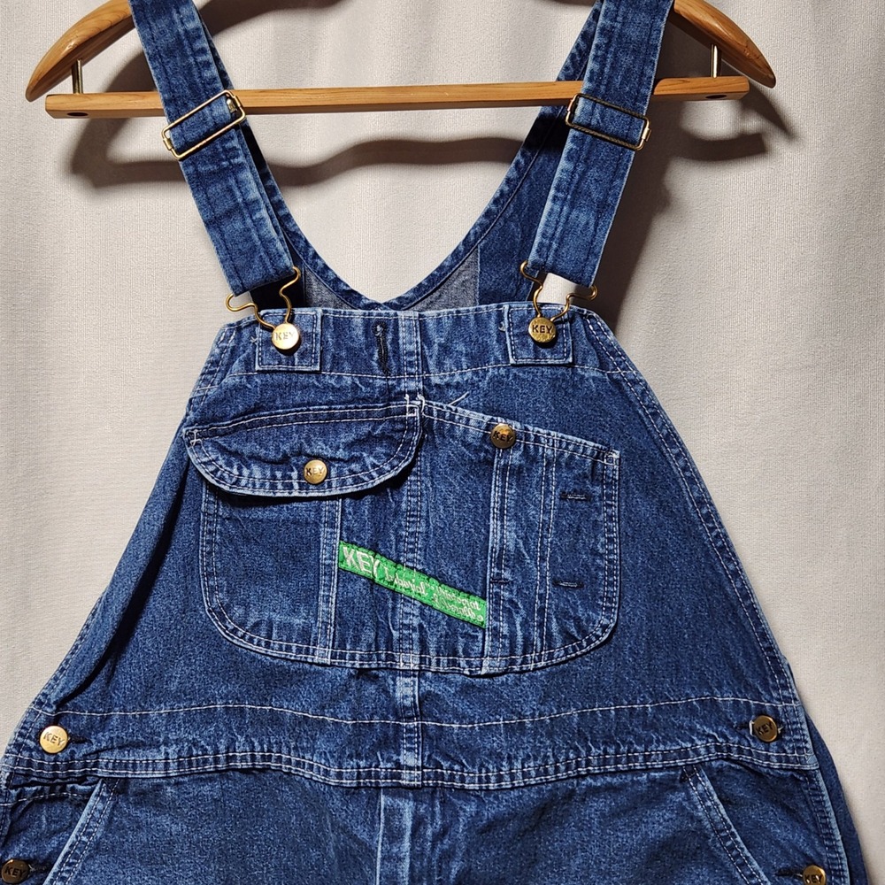 Key Imperial Mens Denim Bib Overalls Indigo Blue Cotton Workwear 42x30 FS3064